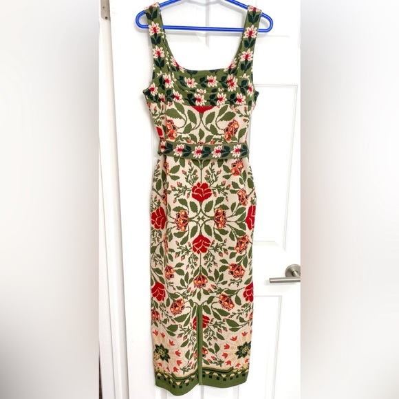 NWT - FARM Rio Multicolor Floral Knit Midi Dress - size L - Picture 4 of 7